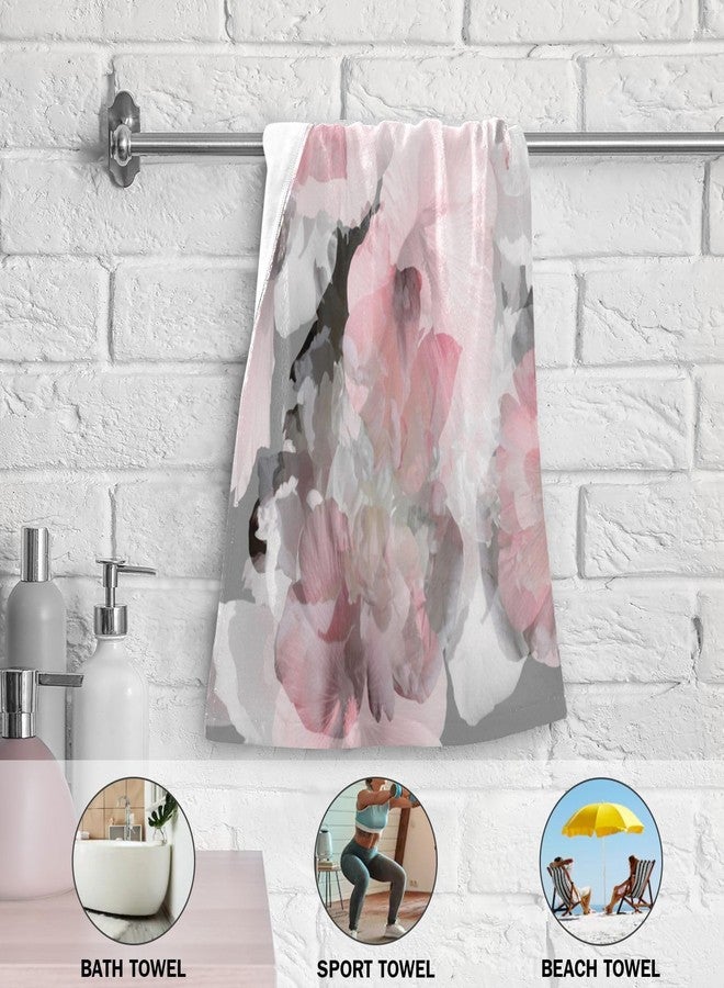 HATESAH 2 Pack Watercolor Pink Grey Floral Hand Towels for Bathroom,Soft Absorbent Spring Peony Blossom Gray Decorative Guest Face Bathroom Towels,Quick Dry Abstract Flower Kitchen Towels 14"x28" - Image 4